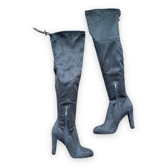 Sam Edelman Kent Dark Gray Faux Suede Over The Knee Boots New Without Box 9 - Picture 3 of 16